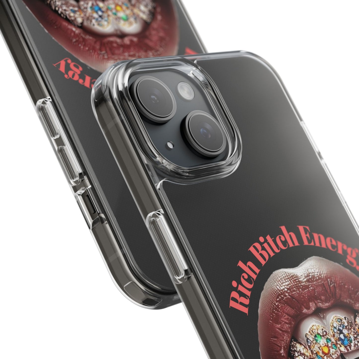 Rich Bitch Energy Clear Phone Case - Stylish & Empowering Design